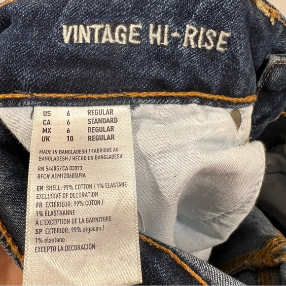 American Eagle Women’s Vintage Hi-Rise Ankle Jeans Size 6 Dark Blue Denim - Picture 9 of 10